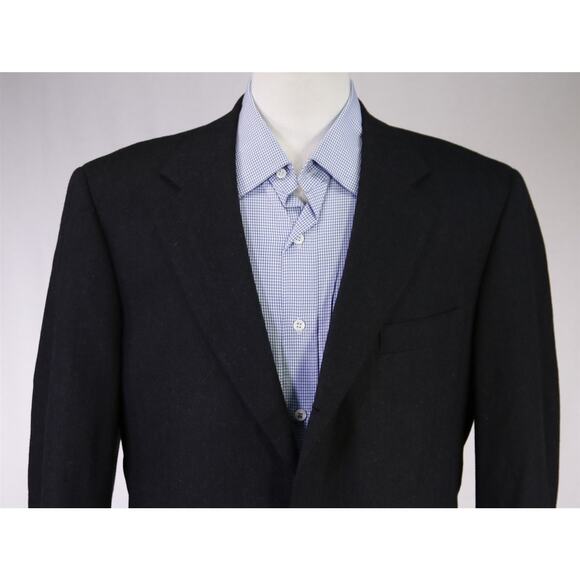 Brooks Brothers Black Herringbone Fleece Wool 2-Btn Blazer Jacket 39R - Picture 3 of 8